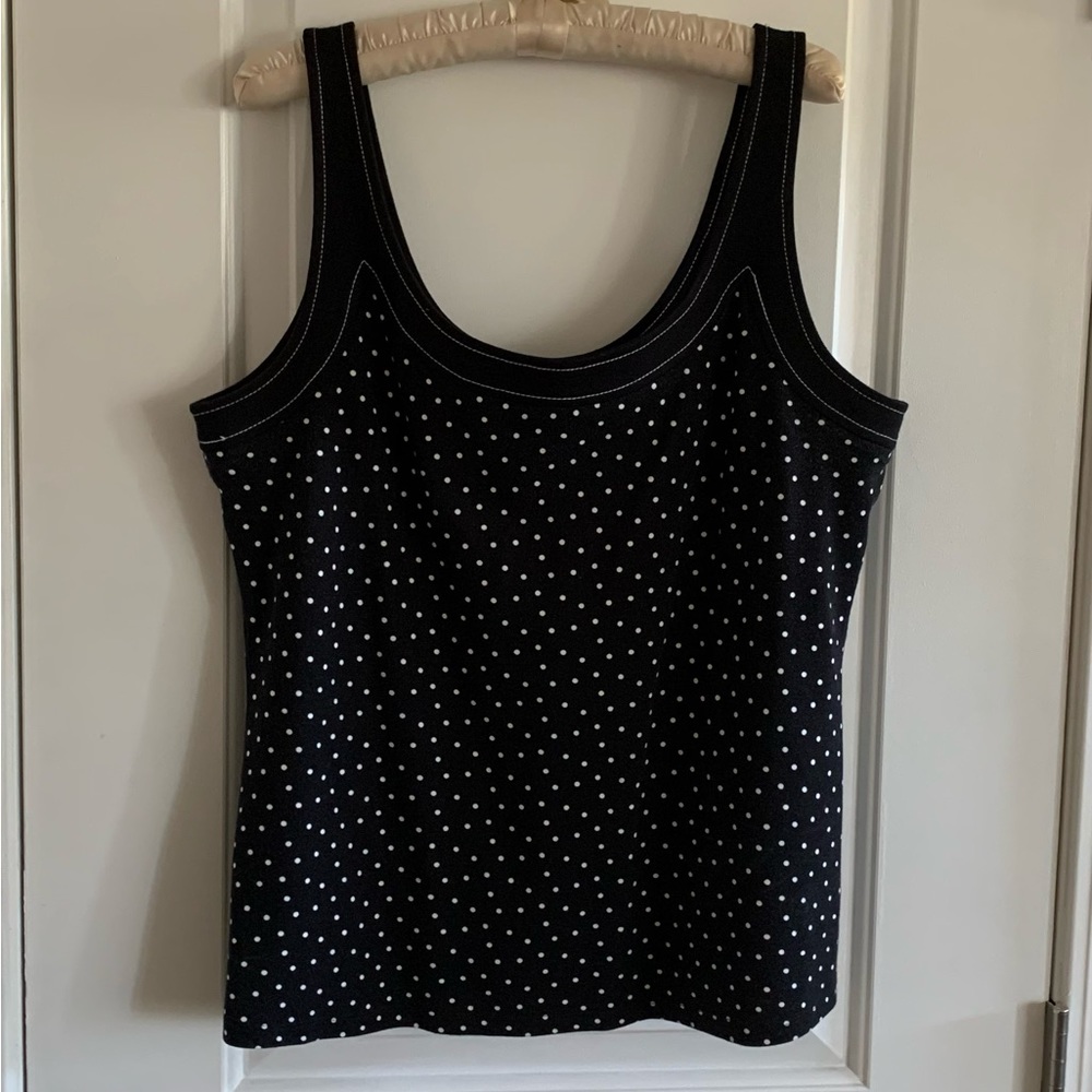 Anthropologie Black & White Polka Dot Tank Size XL